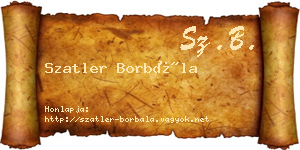 Szatler Borbála névjegykártya
